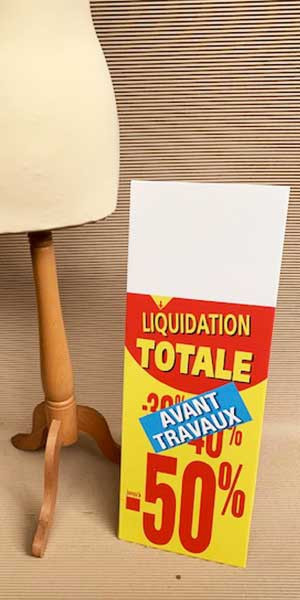 Panneau rigide LIQUIDATION TOTALE -50% Avant Travaux L30 H80 cm avec chevalet arriere