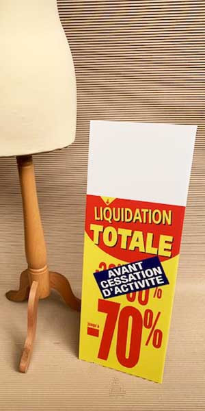 Panneau rigide LIQUIDATION TOTALE -70% Avant Cessation L30 H80 cm avec chevalet arriere