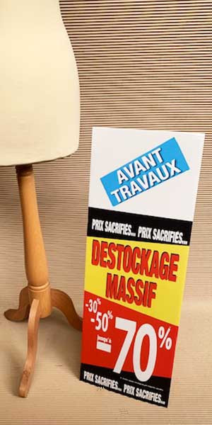 Panneau rigide DESTOCKAGE MASSIF -70% Avant travaux L30 H80 cm avec chevalet arriere