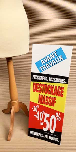 Panneau rigide DESTOCKAGE MASSIF -50% Avant Travaux  L30 H80 cm avec chevalet arriere