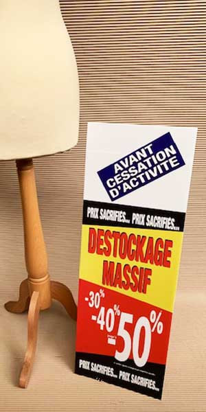 Panneau rigide DESTOCKAGE MASSIF -50% Avant Cessation Activité L30 H80 cm avec chevalet arriere