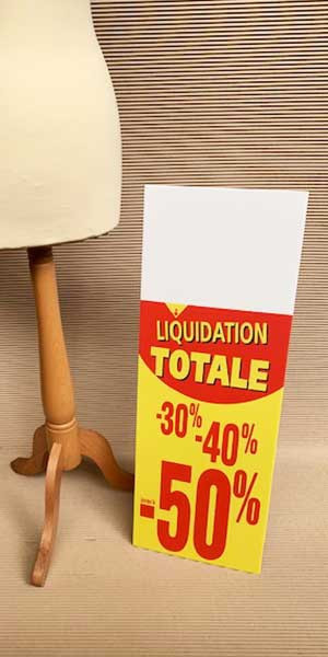 Panneau rigide LIQUIDATION TOTALE -50%  L30 H80 cm avec chevalet arriere