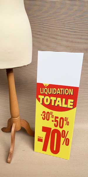 Panneau rigide LIQUIDATION TOTALE -70%  L30 H80 cm avec chevalet arriere