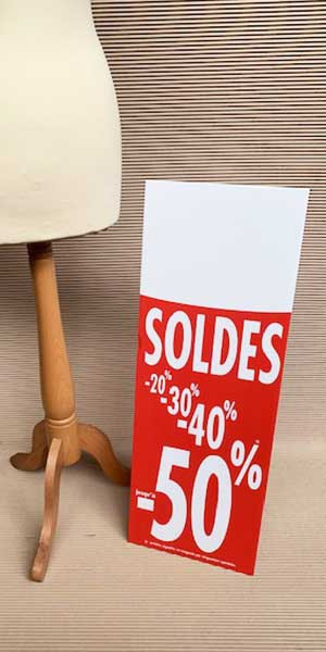 Panneau rigide SOLDES  L30 H80 cm avec chevalet arriere