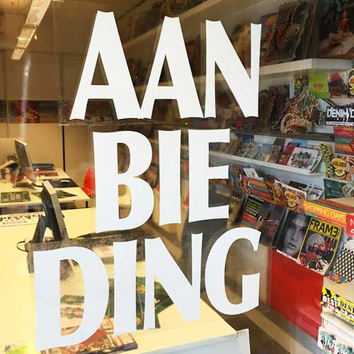 Window cling poster "AANBIEDING" L140 H25 cm