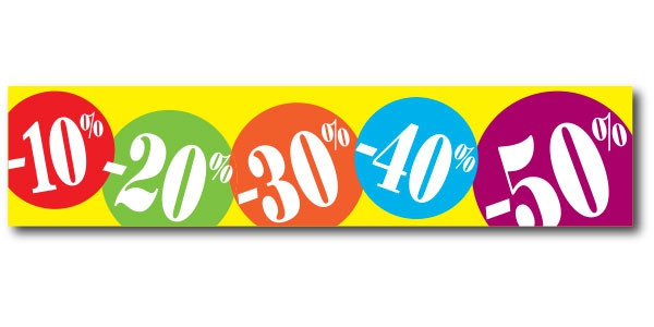 Affiche "10%20%30% 50%" L115 H25 cm