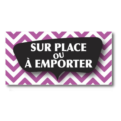 Sticker adhésif "SUR PLACE OU A EMPORTER" L80 H40 cm