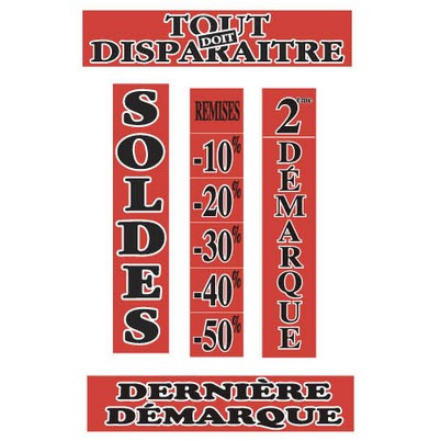 Kit de 5 affiches "SOLDES" fluos