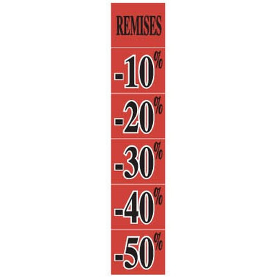 Affiche "REMISES -10% -20% -30% -40% -50%" fluo L25 H115 cm