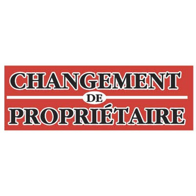 Affiche "CHANGEMENT DE PROPRIÉTAIRE" fluo L115 H40 cm