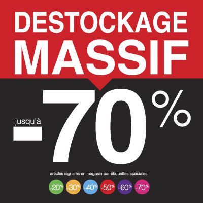 Sticker pour table IKEA Lack "DESTOCKAGE MASSIF -70%" L55 H55 cm