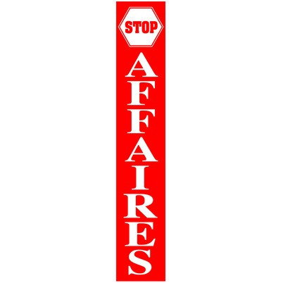 Affiche "STOP AFFAIRES" rouge et blanc L30  H168 cm