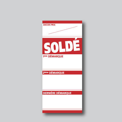 Paquet de 250 étiquettes papier  "SOLDÉ" L60 H138 mm