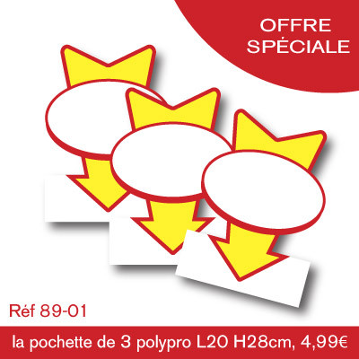 OFFRE SPÉCIALE : les 3 panneaux polypro "FLÊCHE" 20x28cm