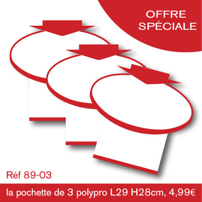 OFFRE SPÉCIALE : les 3 panneaux polypro "OVALE" 29x28cm