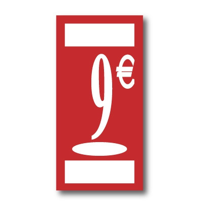 Panneau polypro "9€" L19 H38 cm