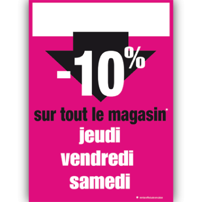 Panneau "-10% sur tout le magasin" L100 H140 cm