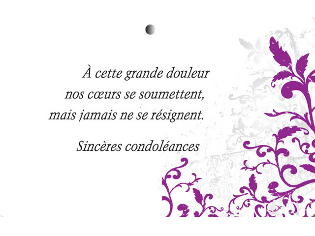 Paquet de 50 étiquettes carton "Condoléances" blanche