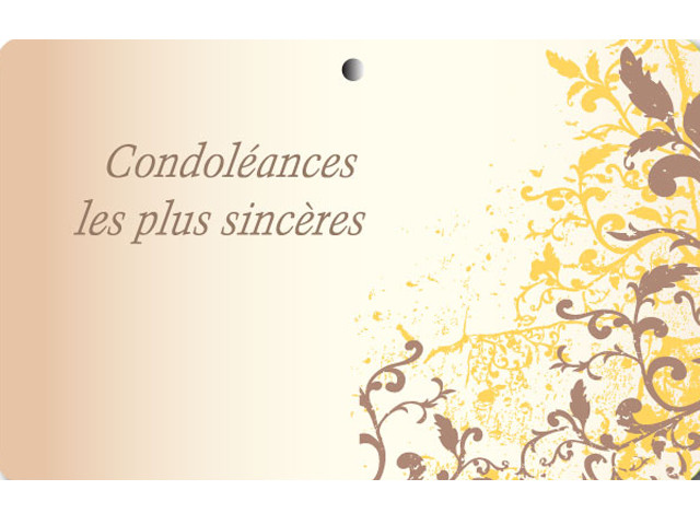 Paquet de 50 étiquettes carton "Condoléances" orangé