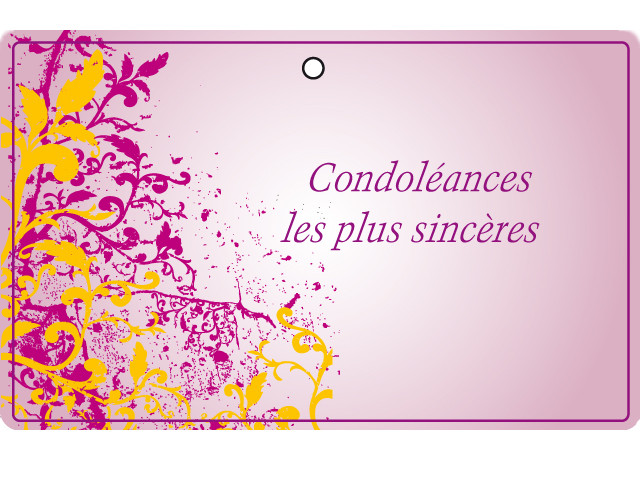 Paquet de 50 étiquettes carton "Condoléances" rose