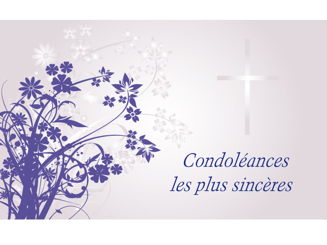 Paquet de 50 étiquettes carton "Condoléances" violette