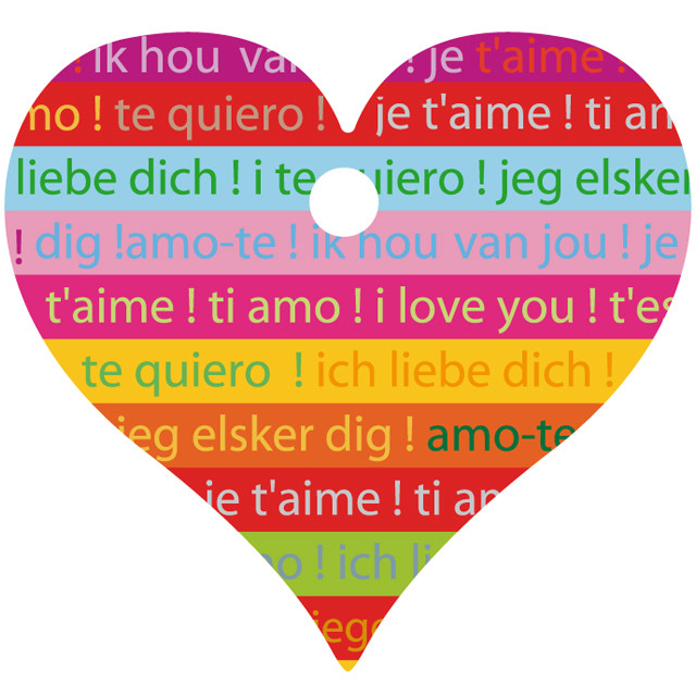 Paquet de 50 étiquettes carton "Je t'aime ! ti amo ! ..."