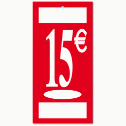 Panneau "15 €"  L19 H37 cm