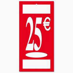 Panneau "25 €" L19 H37 cm
