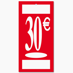 Panneau "30 €" L19 H37 cm