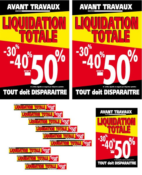 Kit de 12 Affiches "LIQUIDATION TOTALE" 04