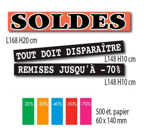 Kit de 3 affiches "SOLDES" et 500 étiquettes 