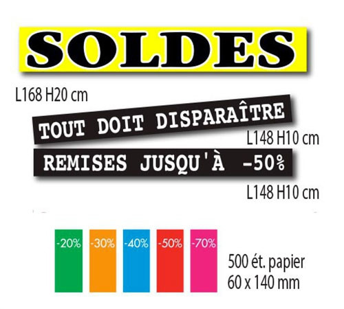 Kit de 3 affiches "SOLDES" et 500 étiquettes 