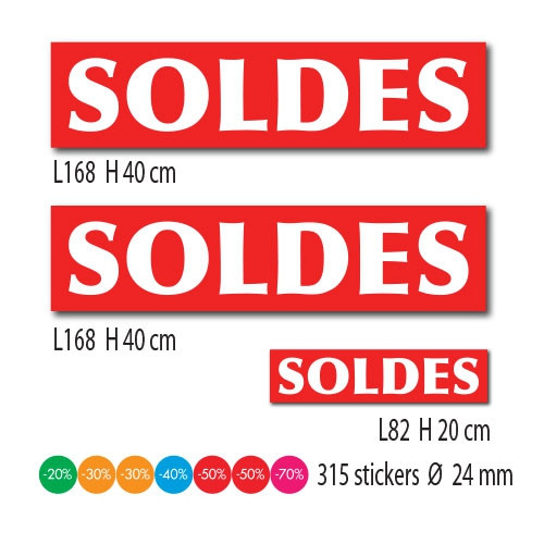 Kit de 3 affiches "SOLDES" et 315 stickers