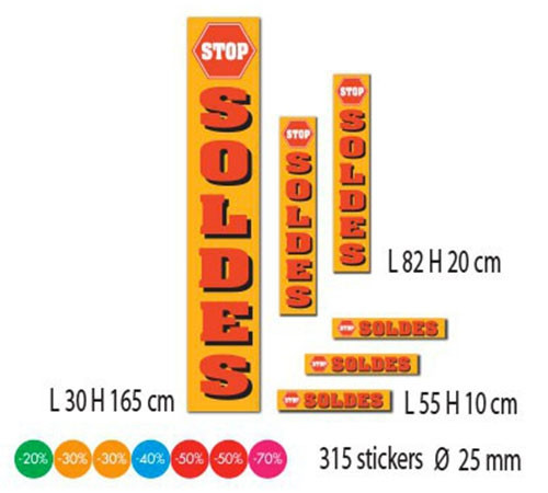 Kit de 6 affiches "SOLDES" et 315 stickers