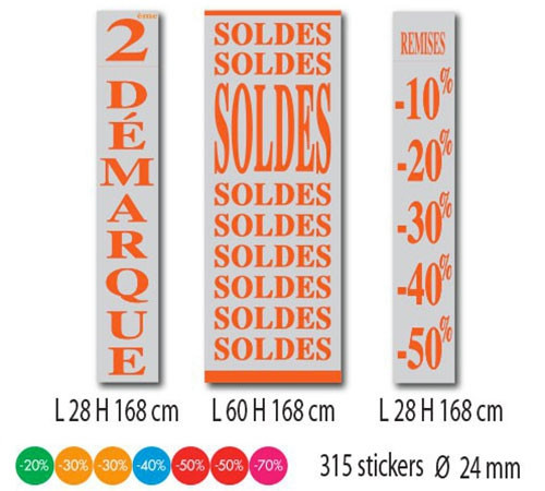 Kit de 3 affiches "SOLDES" et 315 stickers