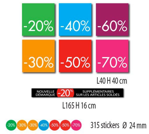 Kit de 7 affiches % et 315 stickers