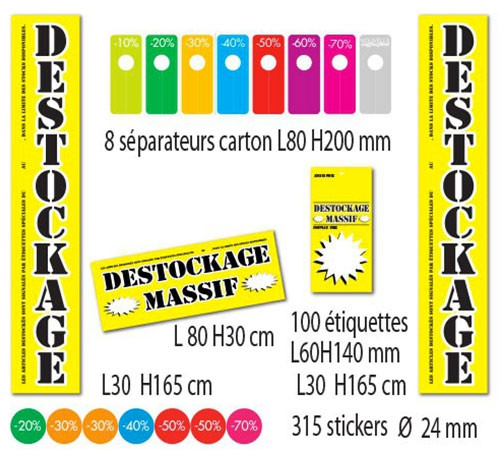 Kit de 3 affiches "DESTOCKAGE MASSIF"