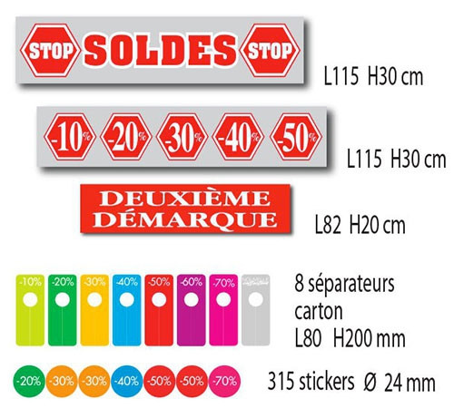 Kit de 3 affiches "SOLDES" 8 separateurs et 315 stickers