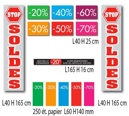 Kit de 9 affiches "SOLDES" et 250 etiquettes