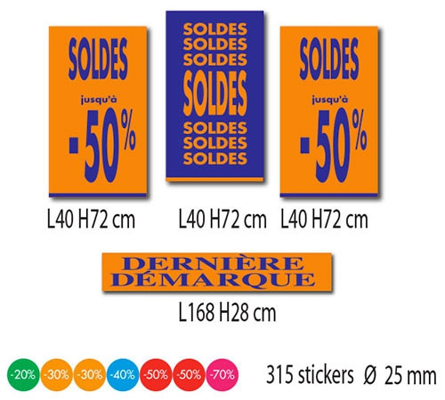 Kit de 4 affiches "SOLDES" et 315 stickers