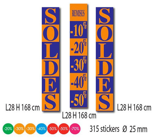 Kit de 3 affiches "SOLDES" et 315 stickers