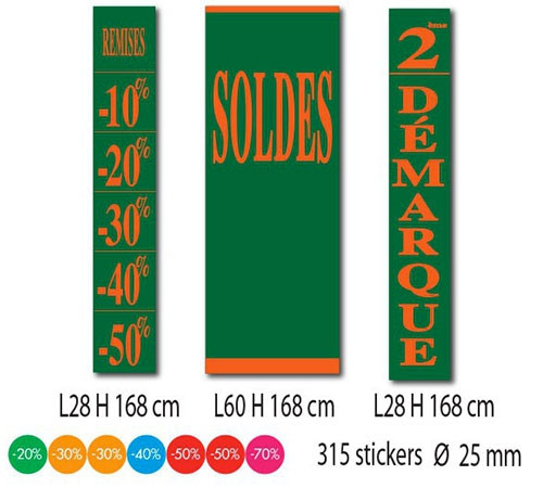 Kit de 3 affiches "SOLDES" et 315 stickers