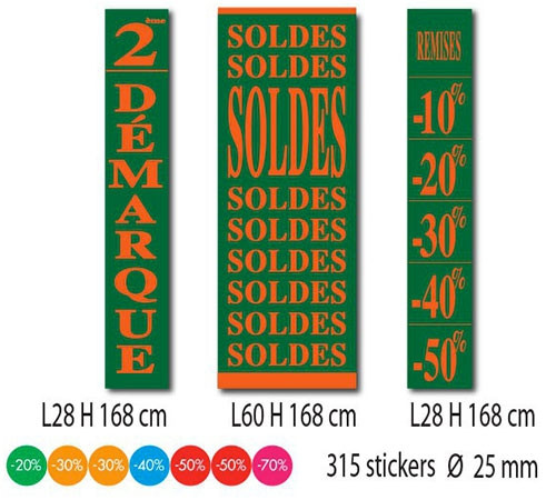 Kit de 3 affiches "SOLDES" et 315 stickers