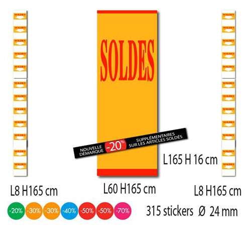 Kit de 4 affiches "SOLDES" et 315 stickers