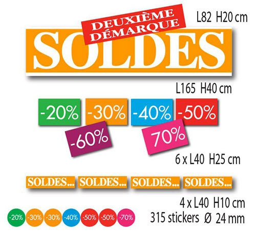 Kit de 12 affiches "SOLDES" et 315 stickers