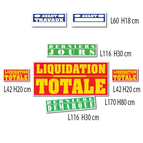 Kit de 7 affiches "LIQUIDATION TOTALE" 