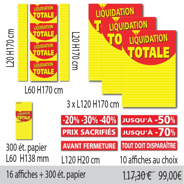 Kit de 16 affiches "LIQUIDATION TOTALE"