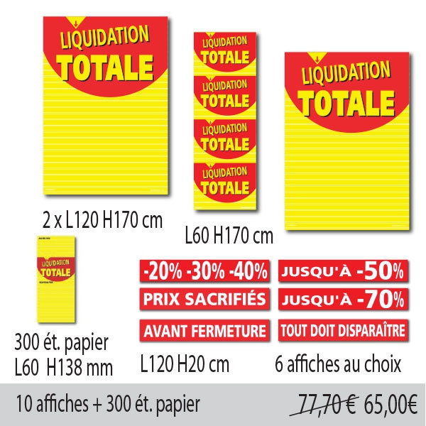 Kit de 10 affiches "LIQUIDATION TOTALE"