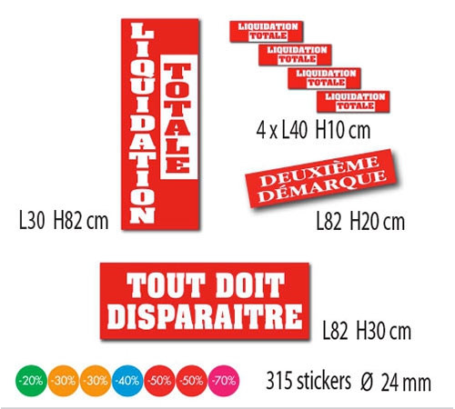 Kit de 6 affiches "LIQUIDATION TOTALE"