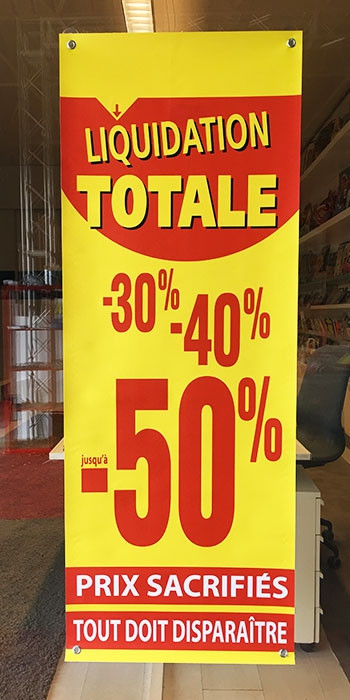 Bâche LIQUIDATION TOTALE  L60 H 160 cm avec 4 oeillets et 4 ventouses